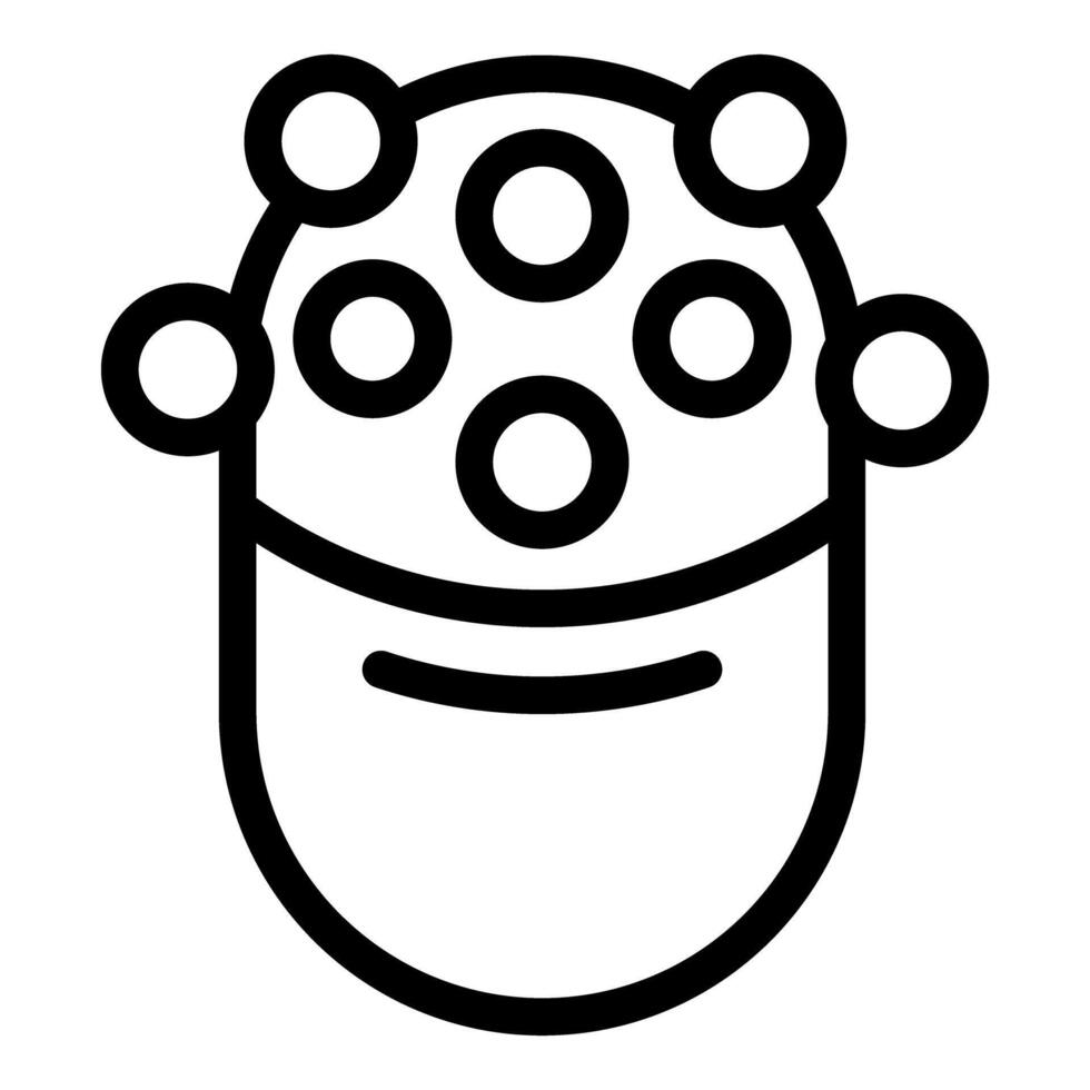 Simple line art icon illustrating a face wearing a protective mask against viruses vector