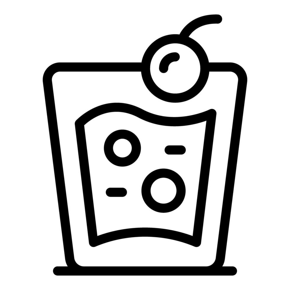 Handdrawn cocktail glass with cherry icon vector