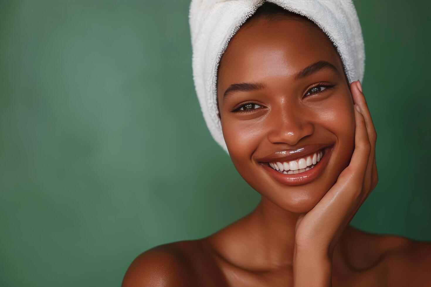 Woman Drying Hair With Towel photo