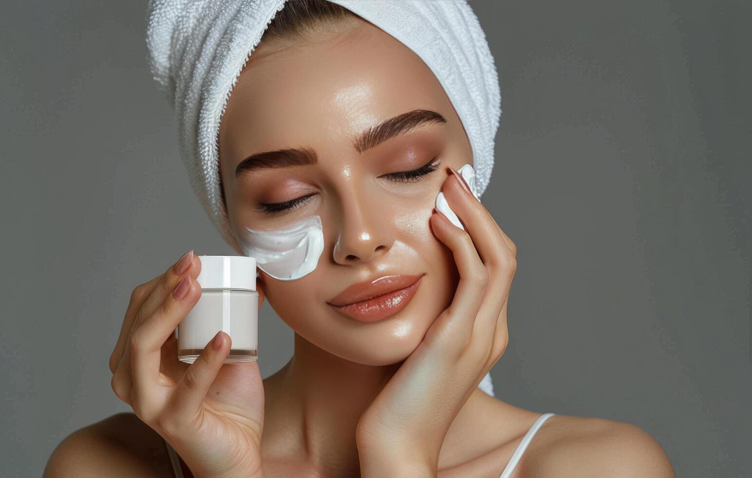 Woman Drying Hair With Towel photo