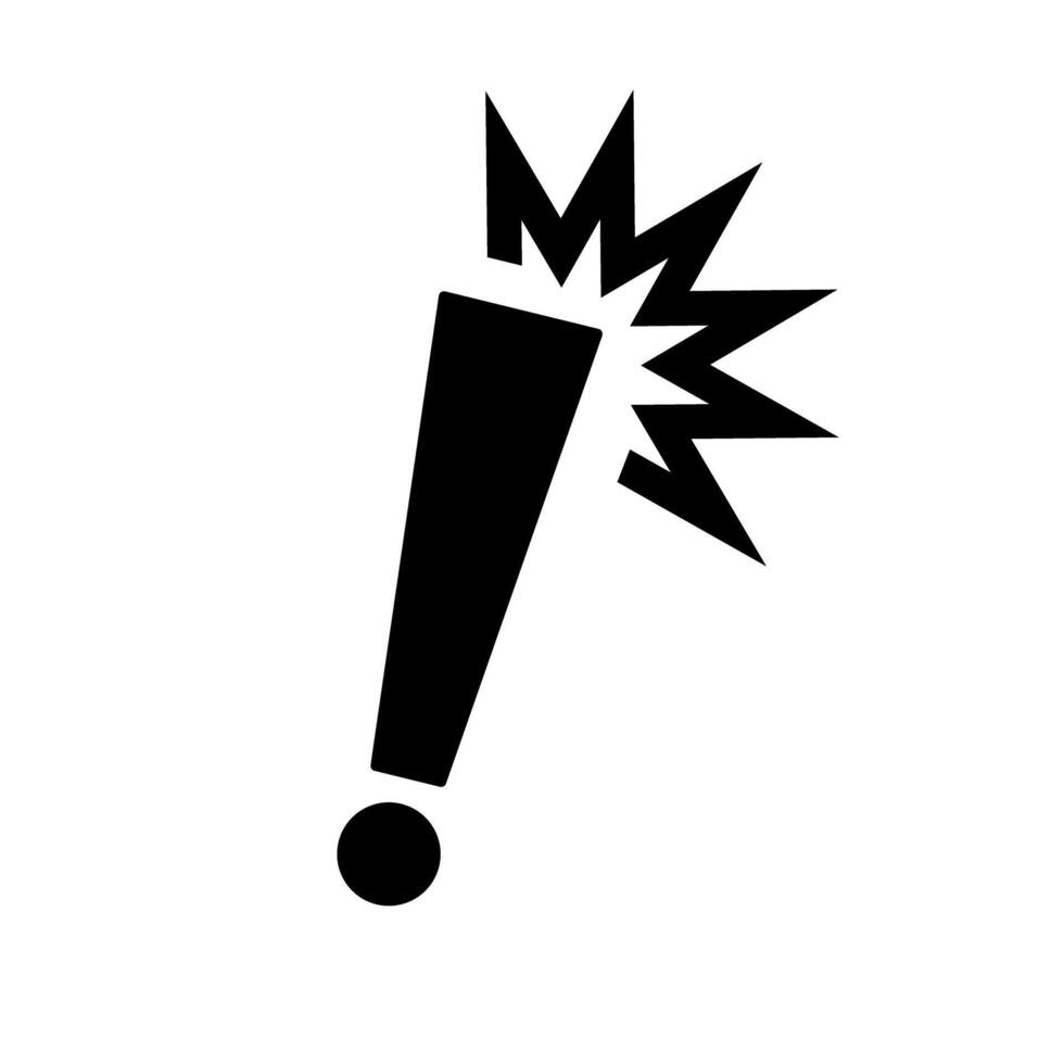 Emphasized surprise silhouette icon. Reaction exclamation icon. Strong impact icon. vector