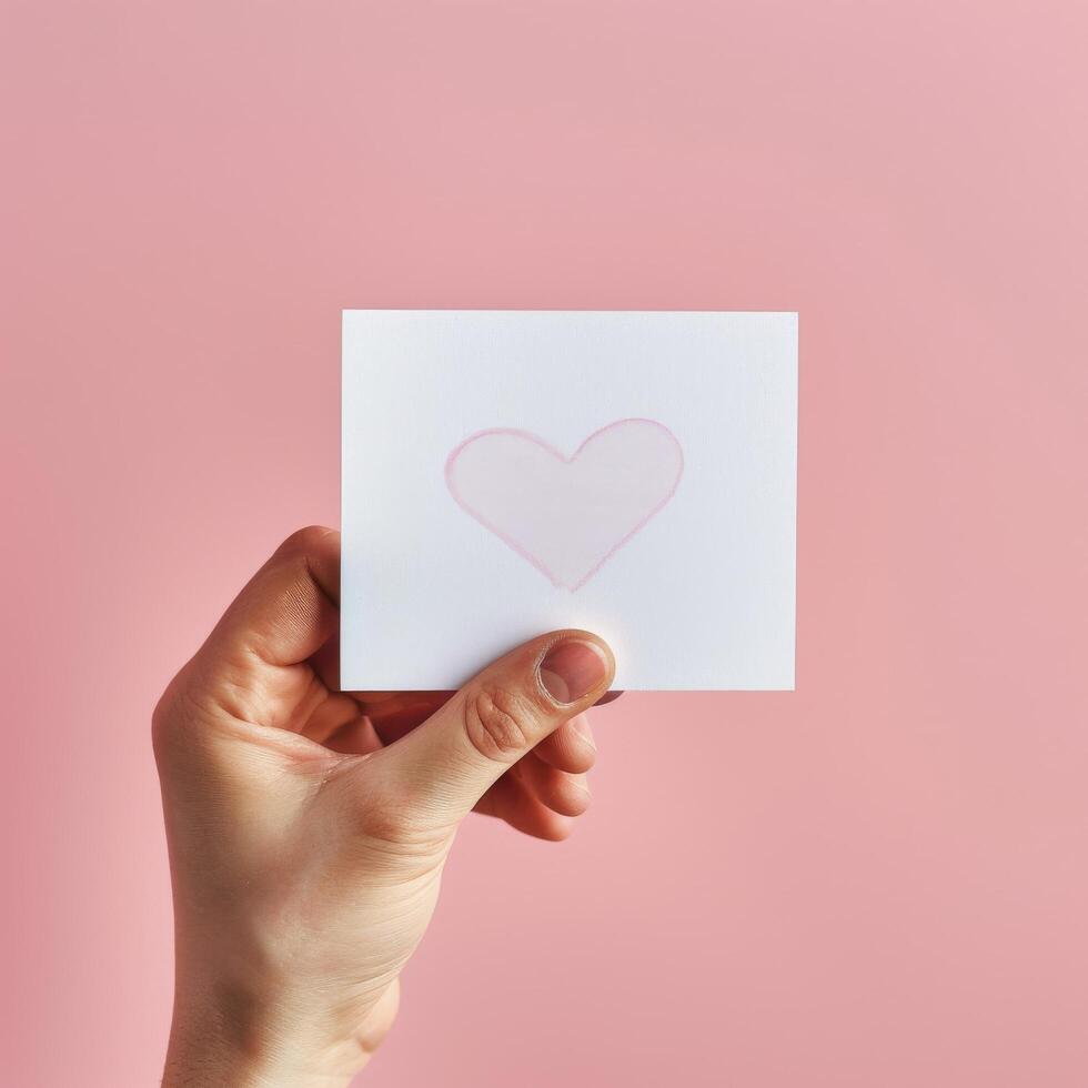 Person Holding Card With Heart Drawing photo