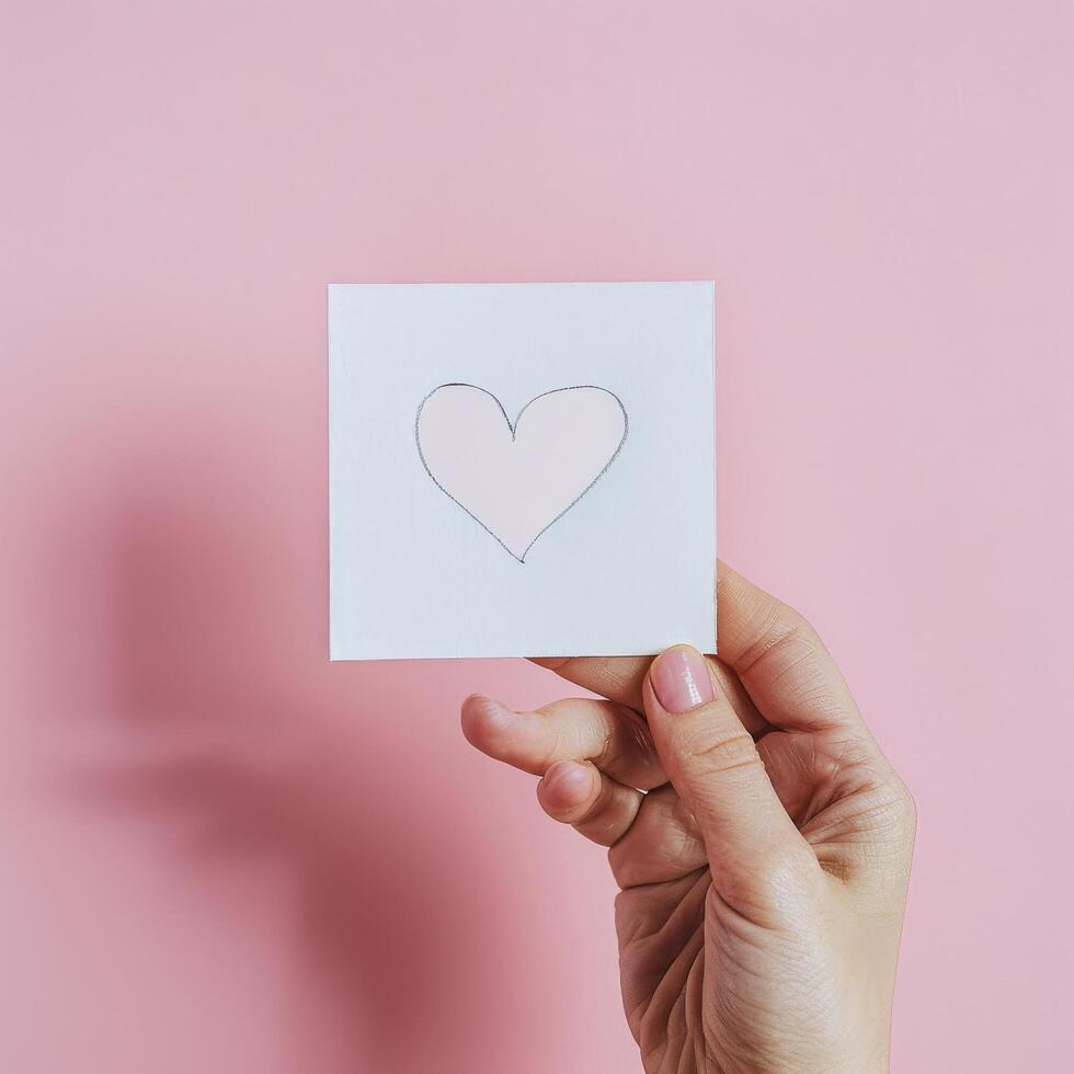 Person Holding Card With Heart Drawing photo