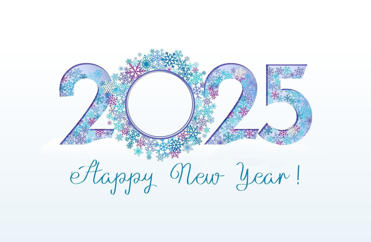 Happy New Year 2025 creative concept with cute snowflakes vector