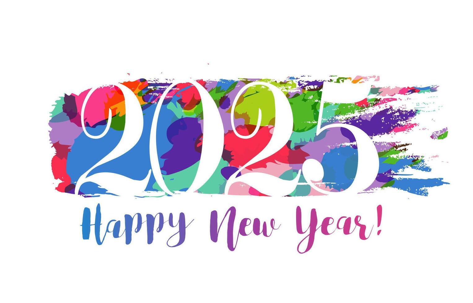 2025 modern grunge brushing logo. Happy New Year greeting card design vector