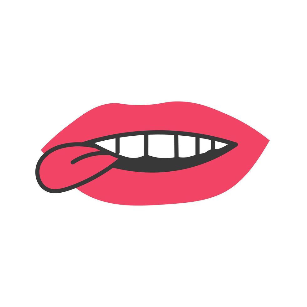 Mouth Lips Teeth Biting Tongue vector