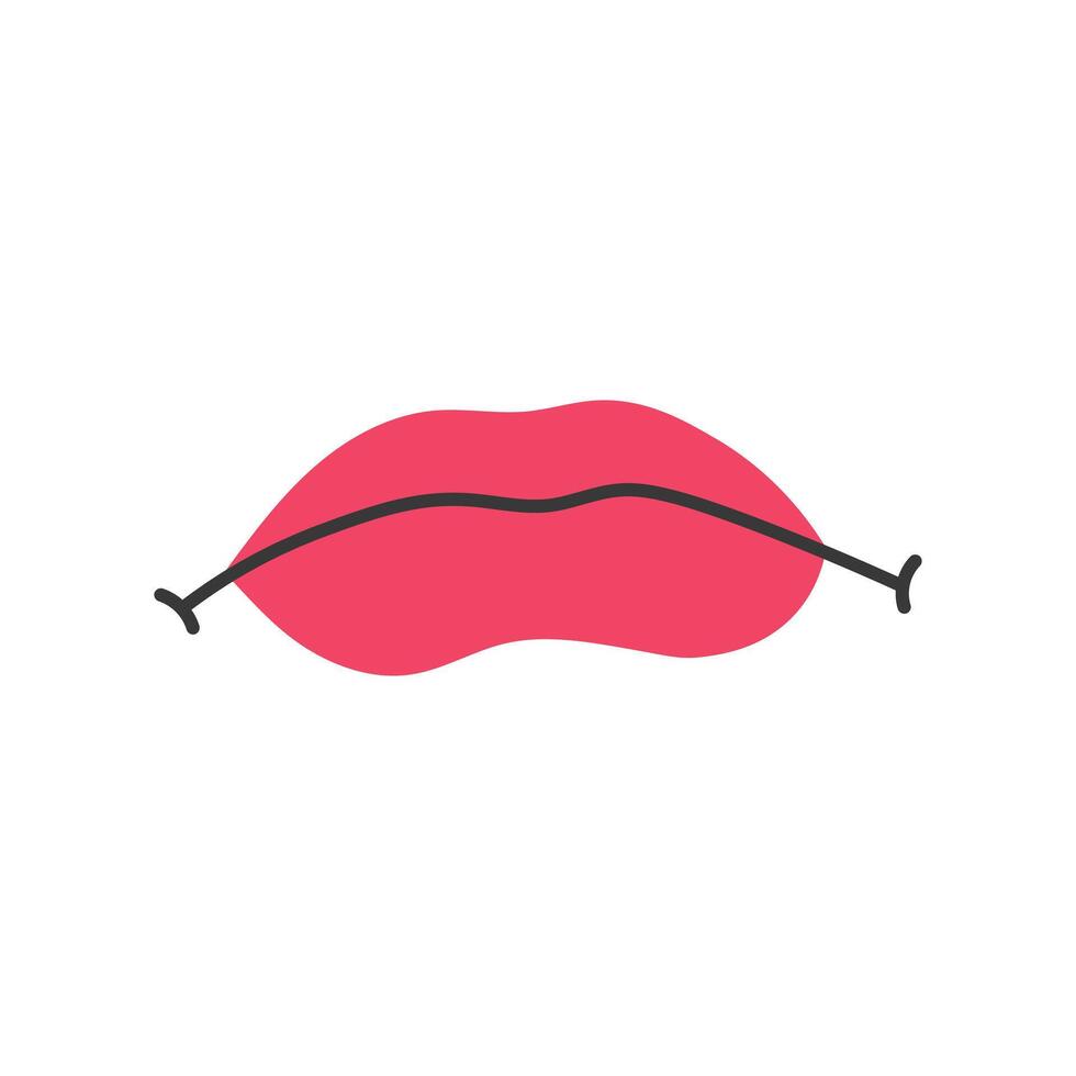 Sad red Lips Mouth Emotion Expression vector