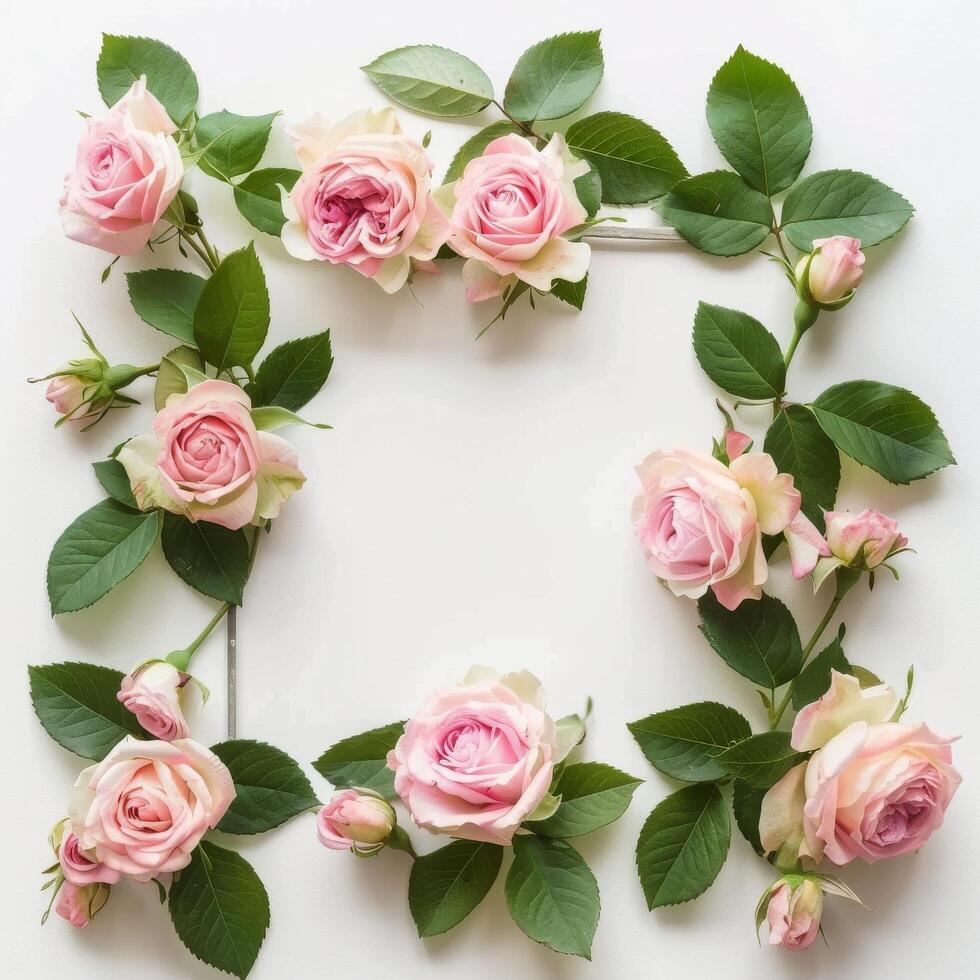 Pink Roses Arranged in Heart Shape photo
