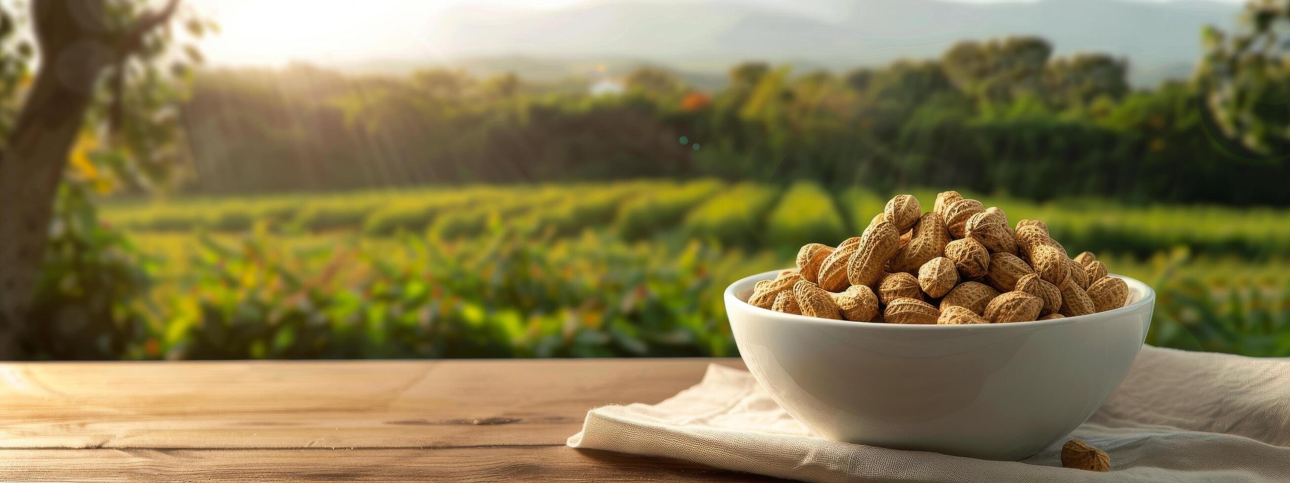 A Bowl of Peanuts on a Table photo