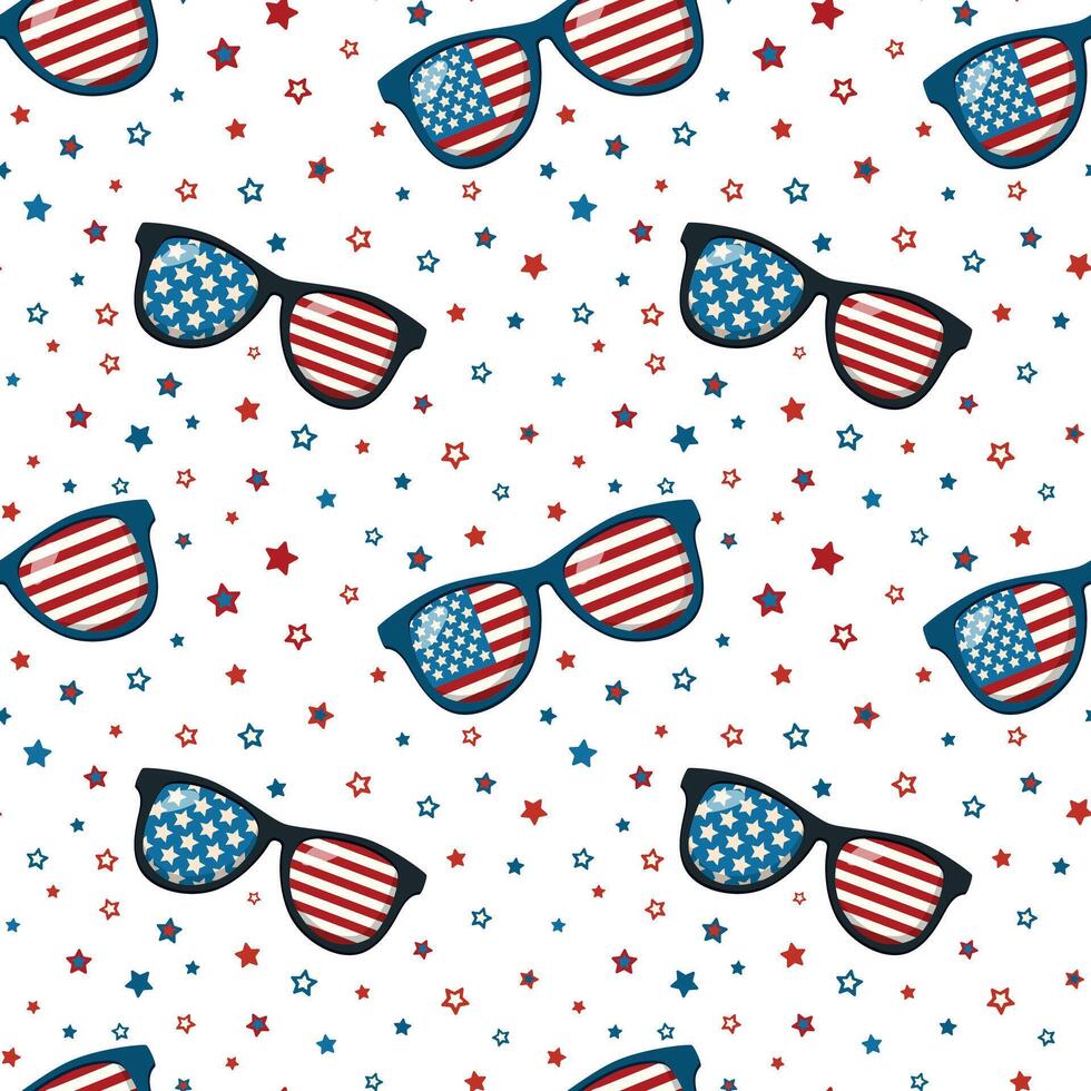 American patriotic bow seamless pattern for Independence day celebration. Isolated on white background. 4th of July holiday decor vector
