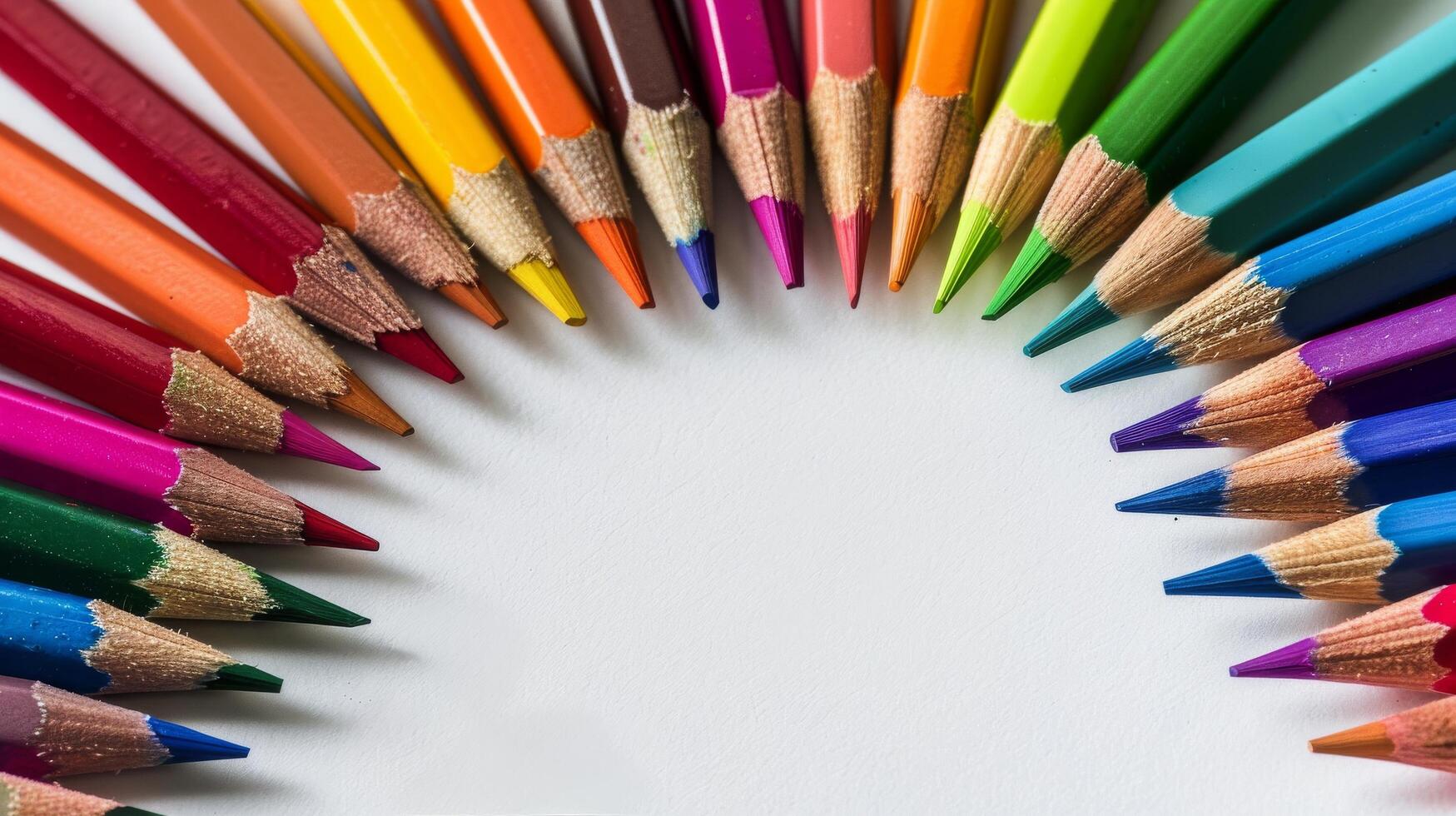 Circle of Colored Pencils Arranged in a Circle photo