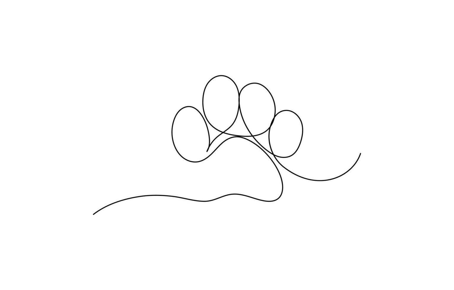 Continuous one line dog paw art illustration vector