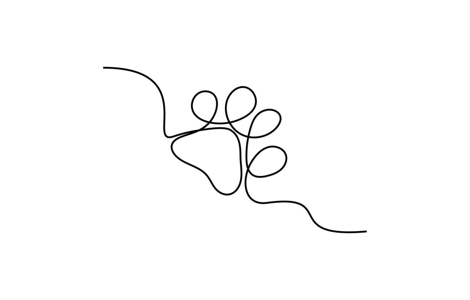 Continuous one line dog paw art illustration vector