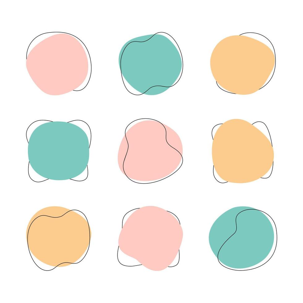 Color liquid blob shapes, pastel organic random forms, fluid silhouette, simple smooth ink stain. Highlight for social media stories vector