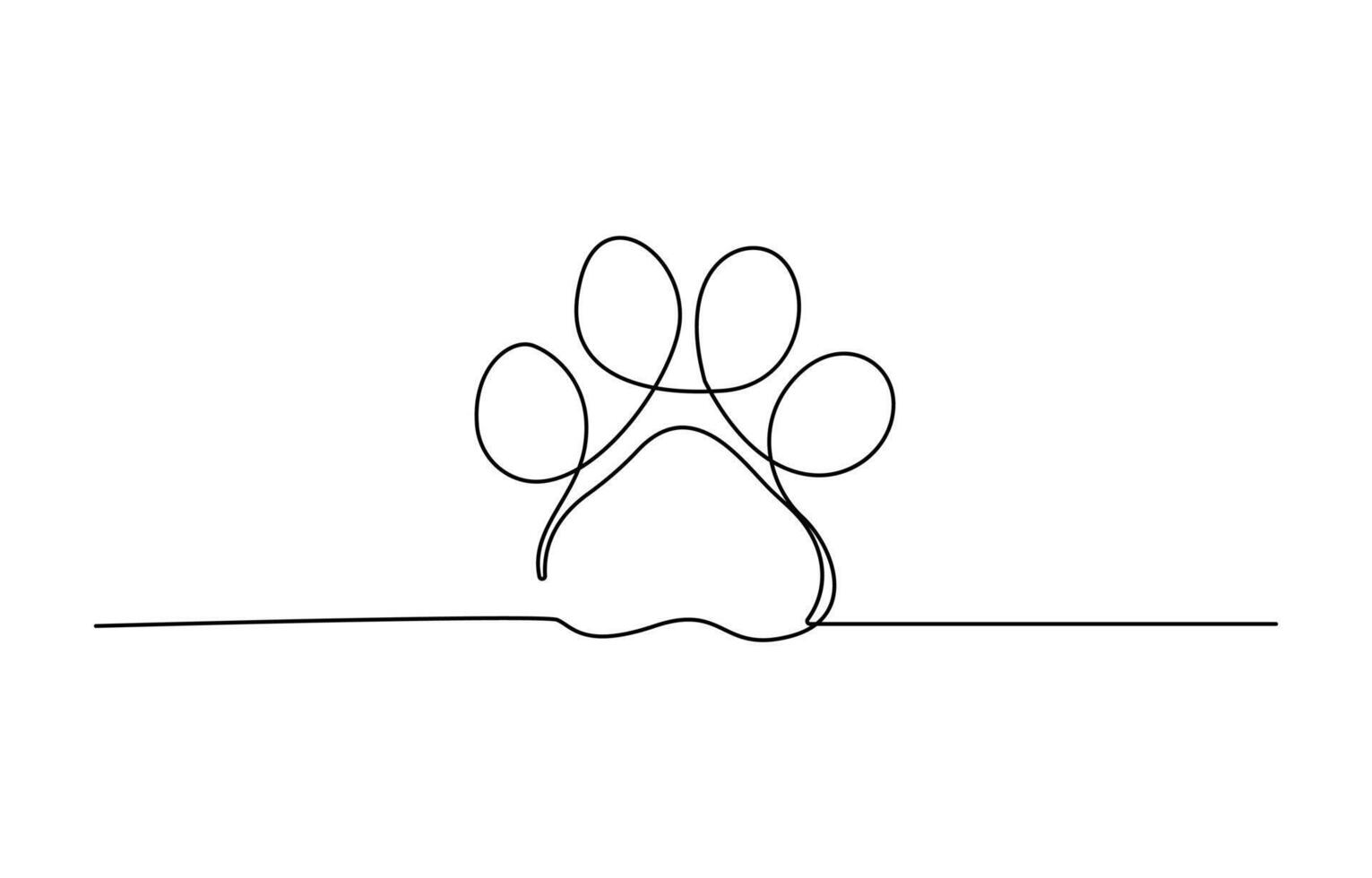 Continuous one line dog paw art illustration vector