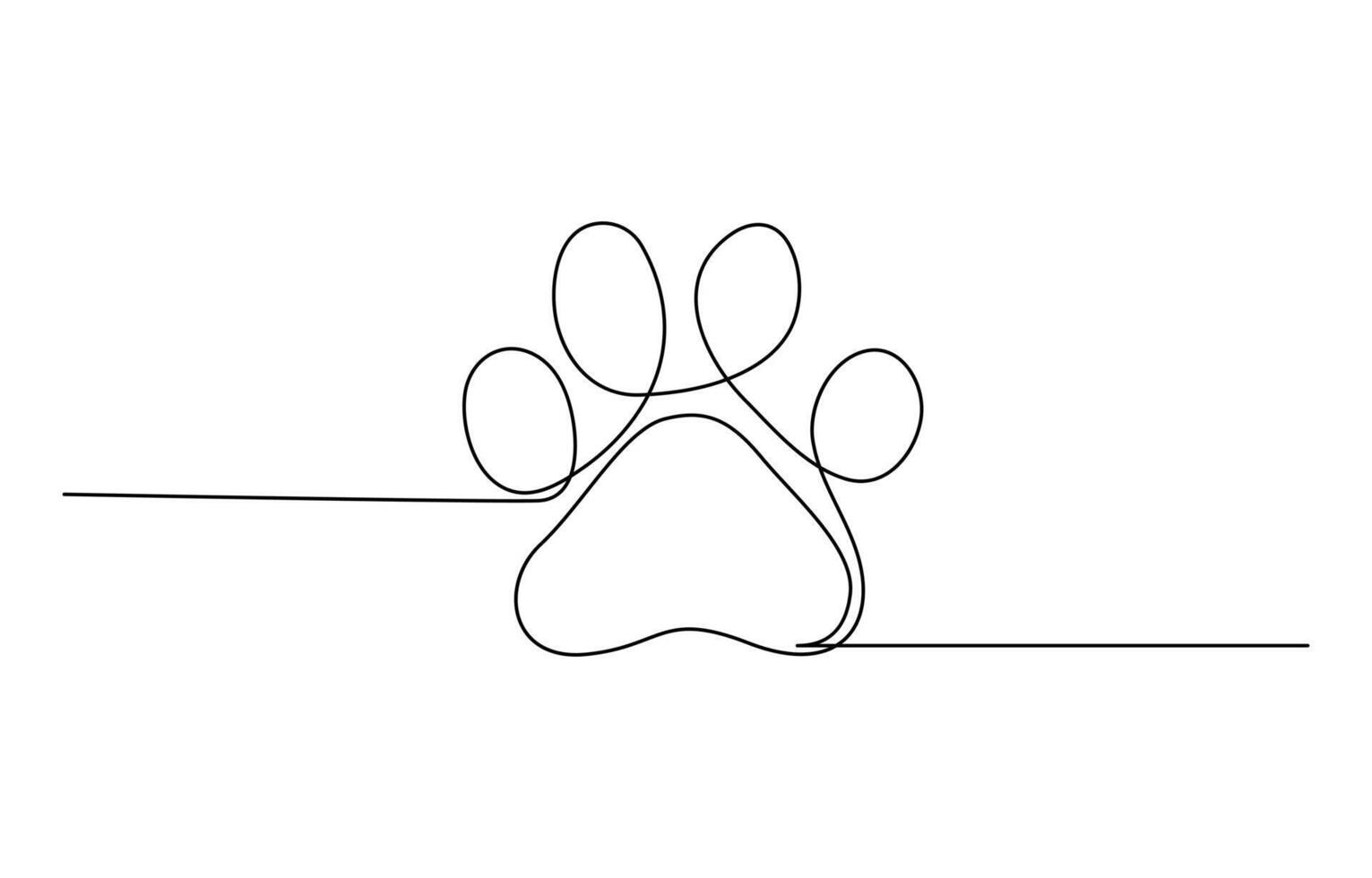 Continuous one line dog paw art illustration vector