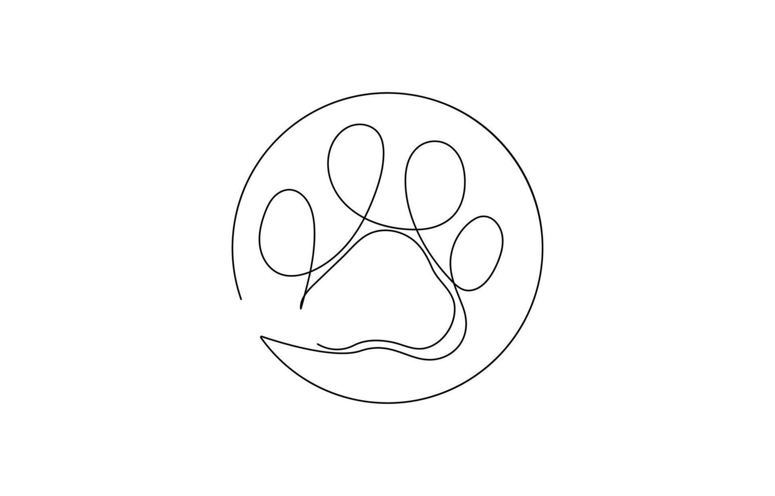 Continuous one line dog paw art illustration vector