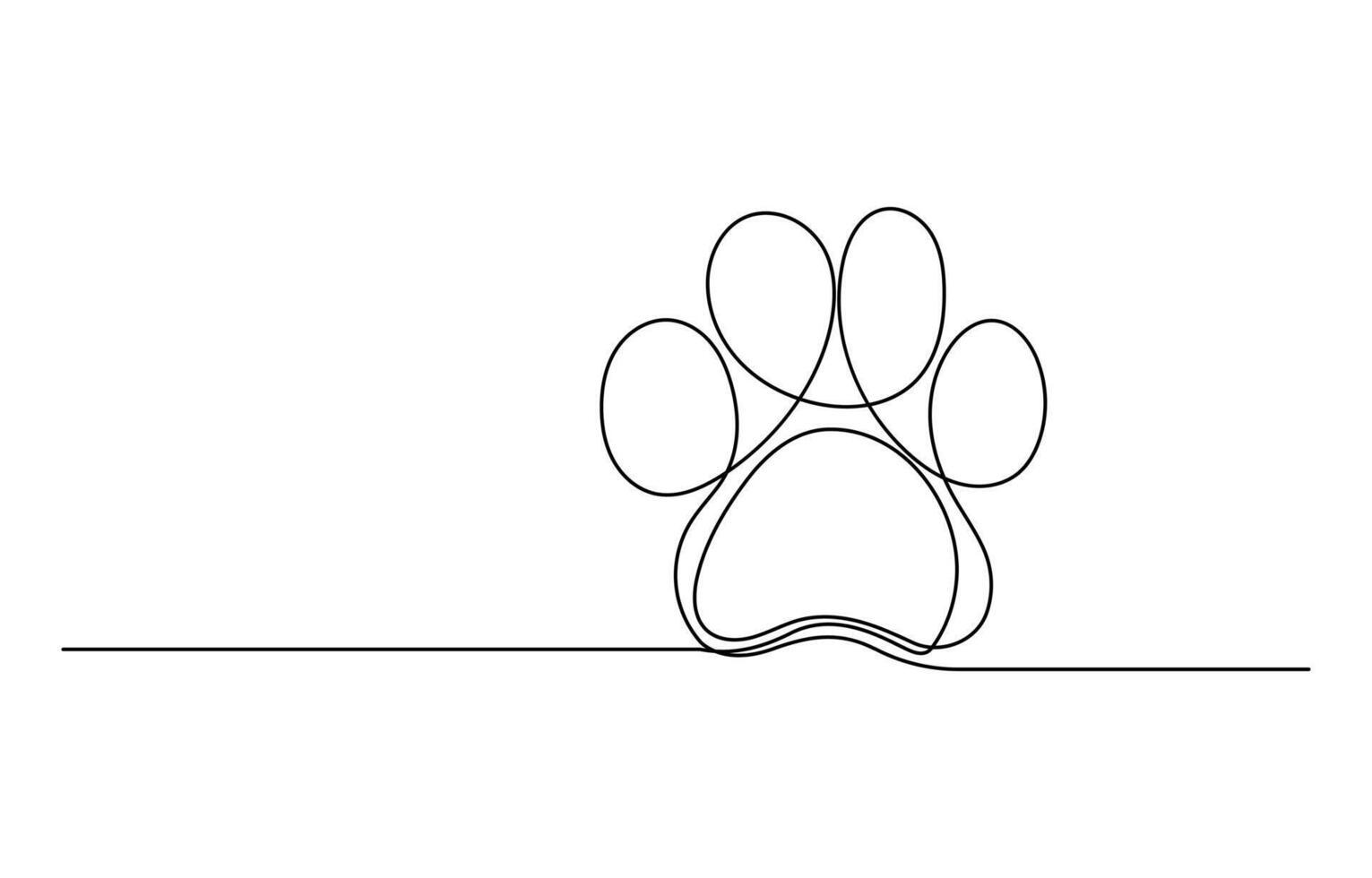 Continuous one line dog paw art illustration vector