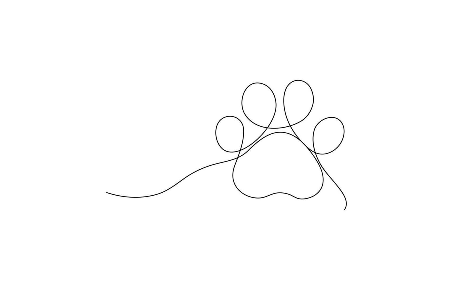 Continuous one line dog paw art illustration vector