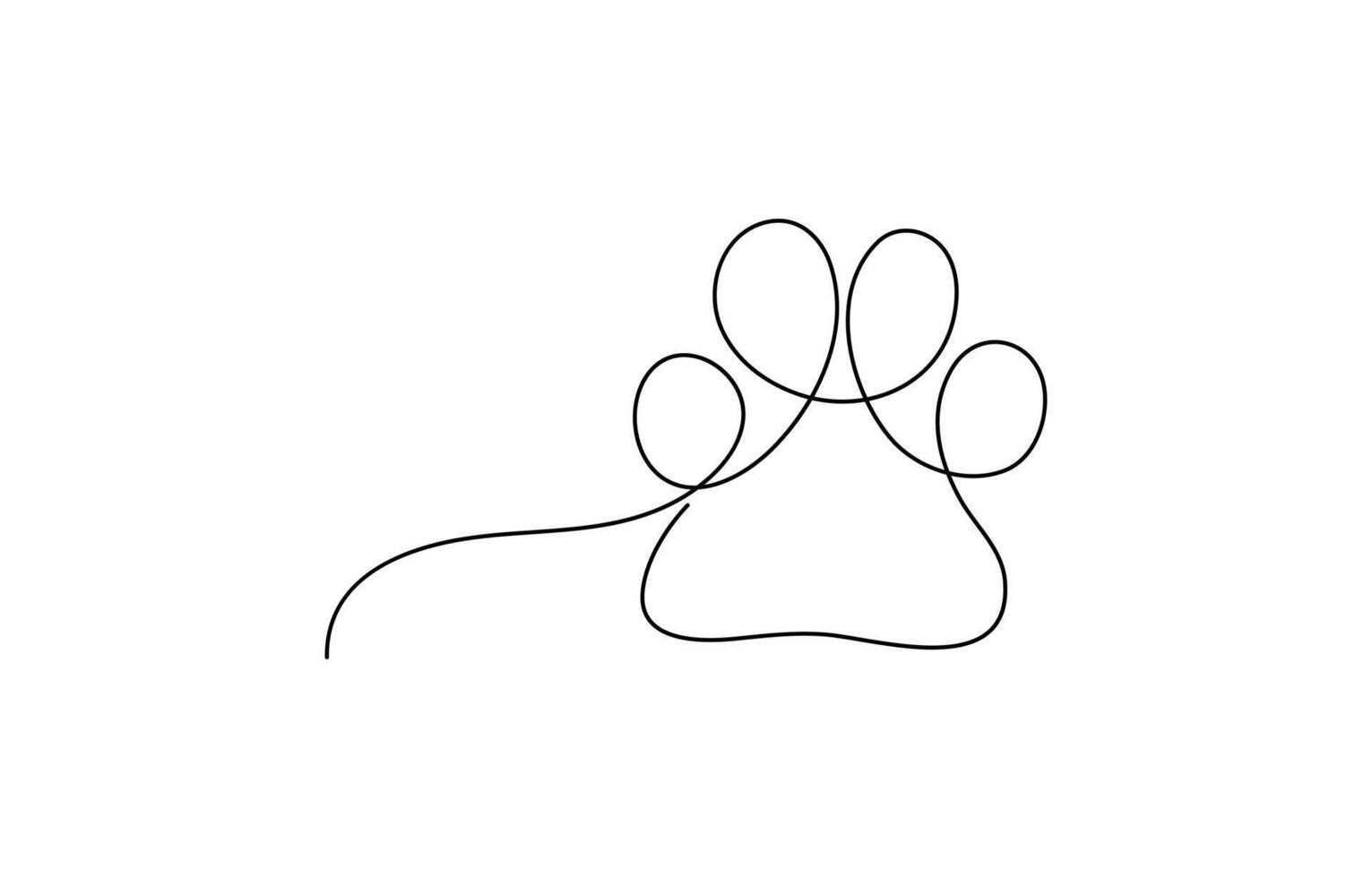 Continuous one line dog paw art illustration vector