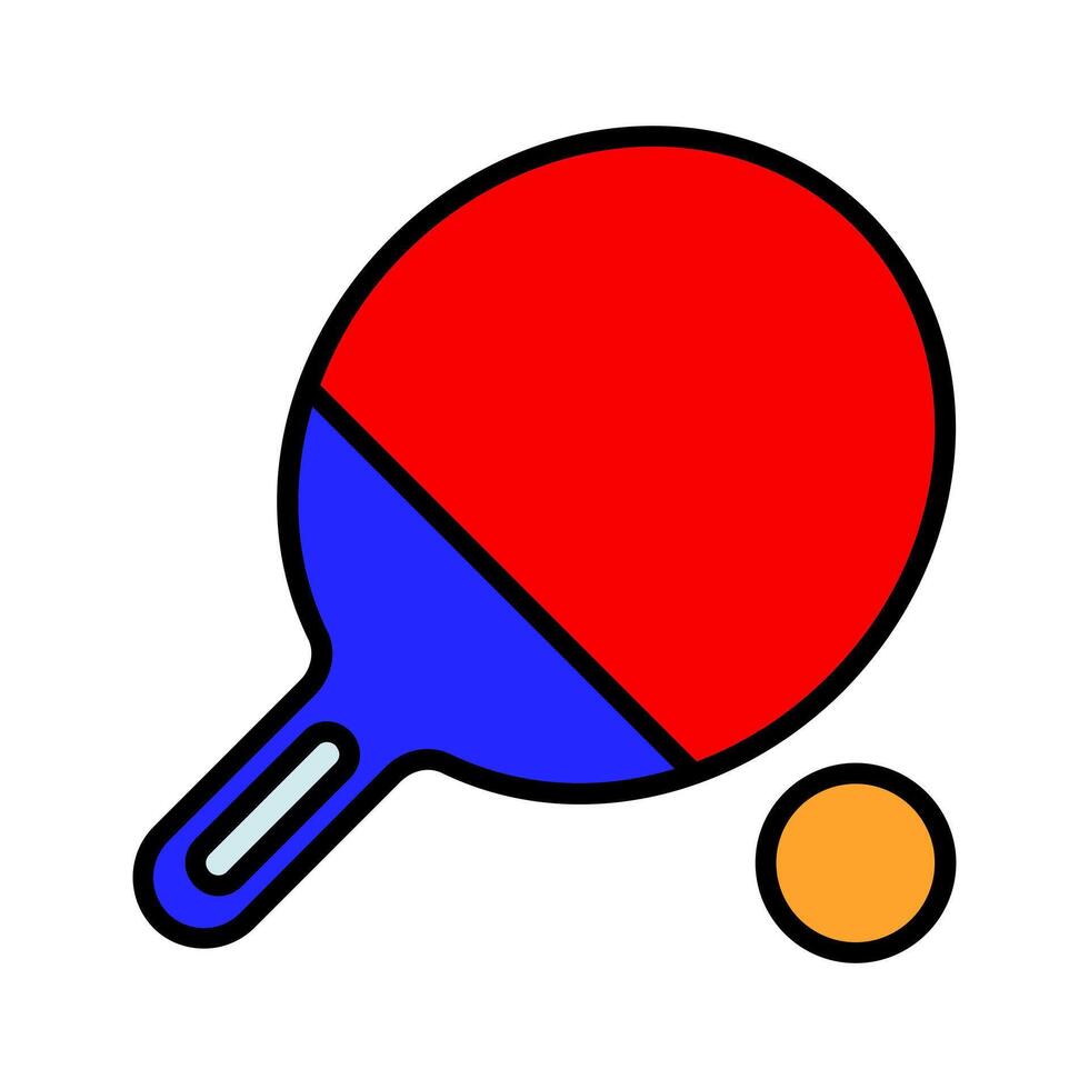 Table tennis set icon. Red and blue paddle, orange ball, sports equipment, game, competition, recreation, indoor activity, athletic. vector