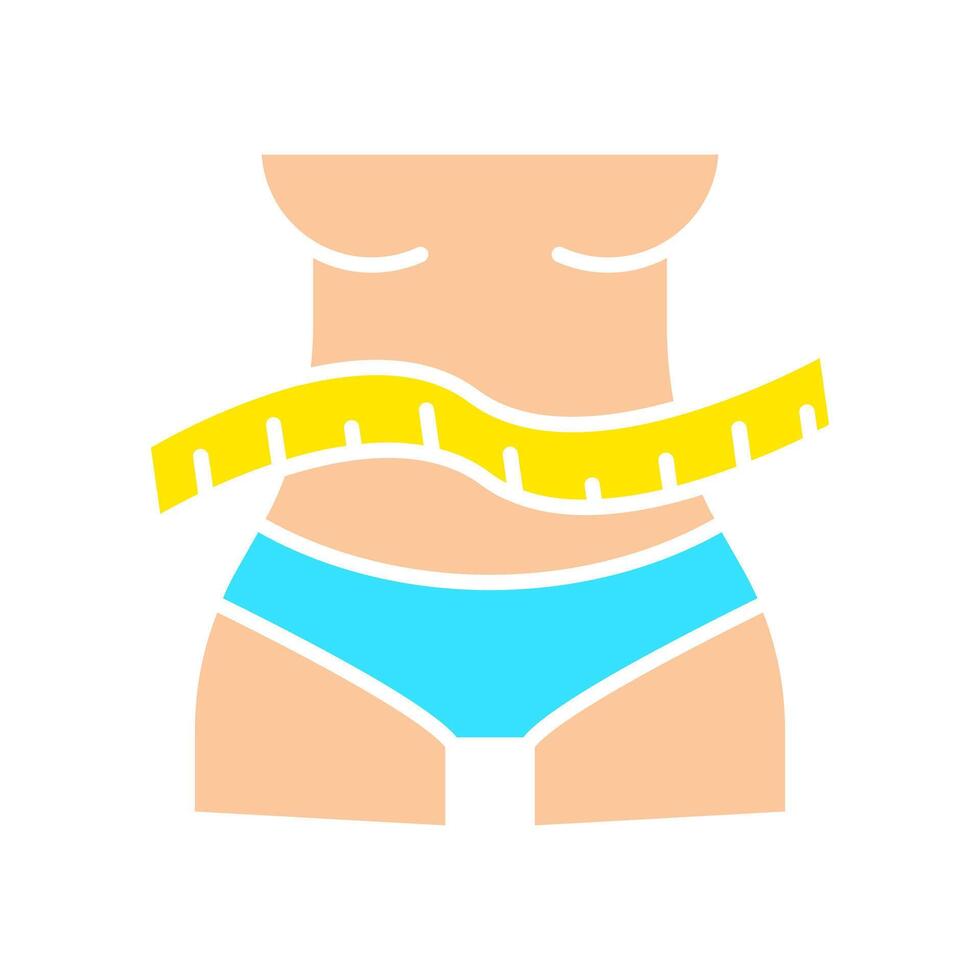 Fitness icon. Waist with measuring tape, weight loss, health, diet, exercise, slim, body shape, fitness, wellness. vector