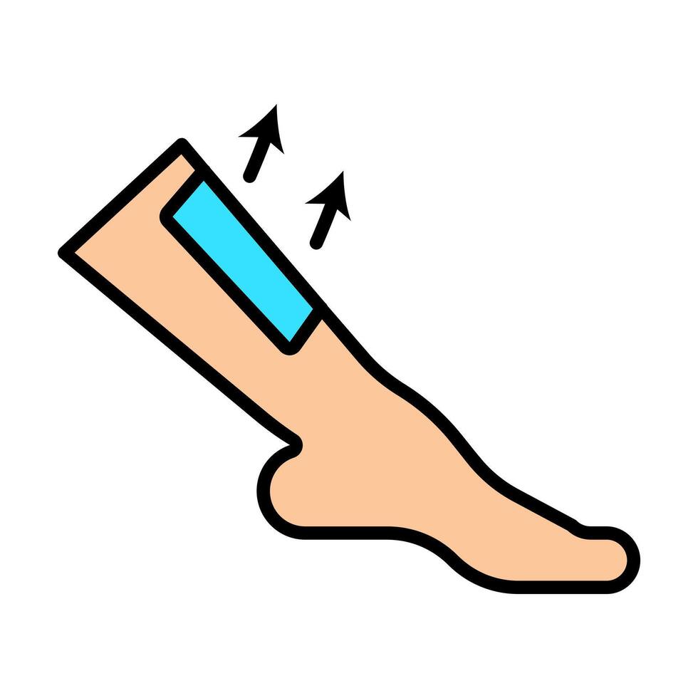 Hair removal icon. Leg with razor, depilation, smooth skin, grooming, personal care, hygiene, beauty, shaving. vector