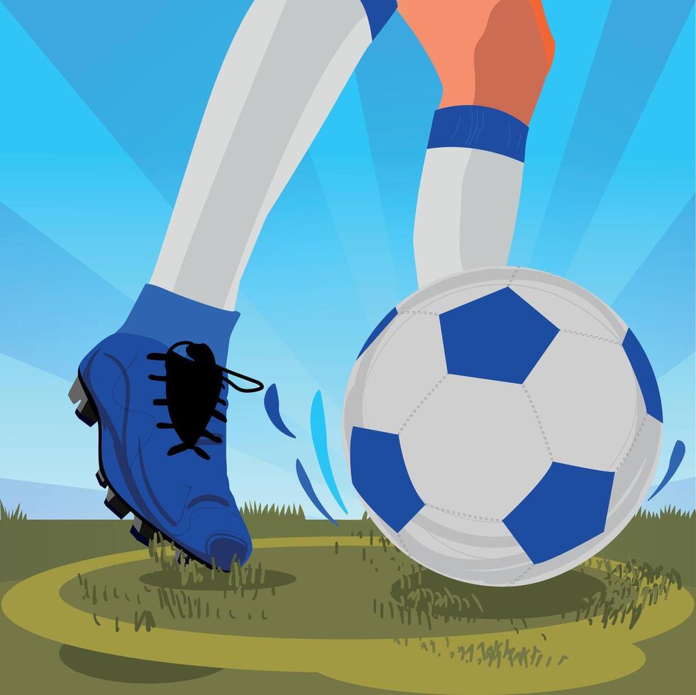 Football soccer player kicking the ball vector