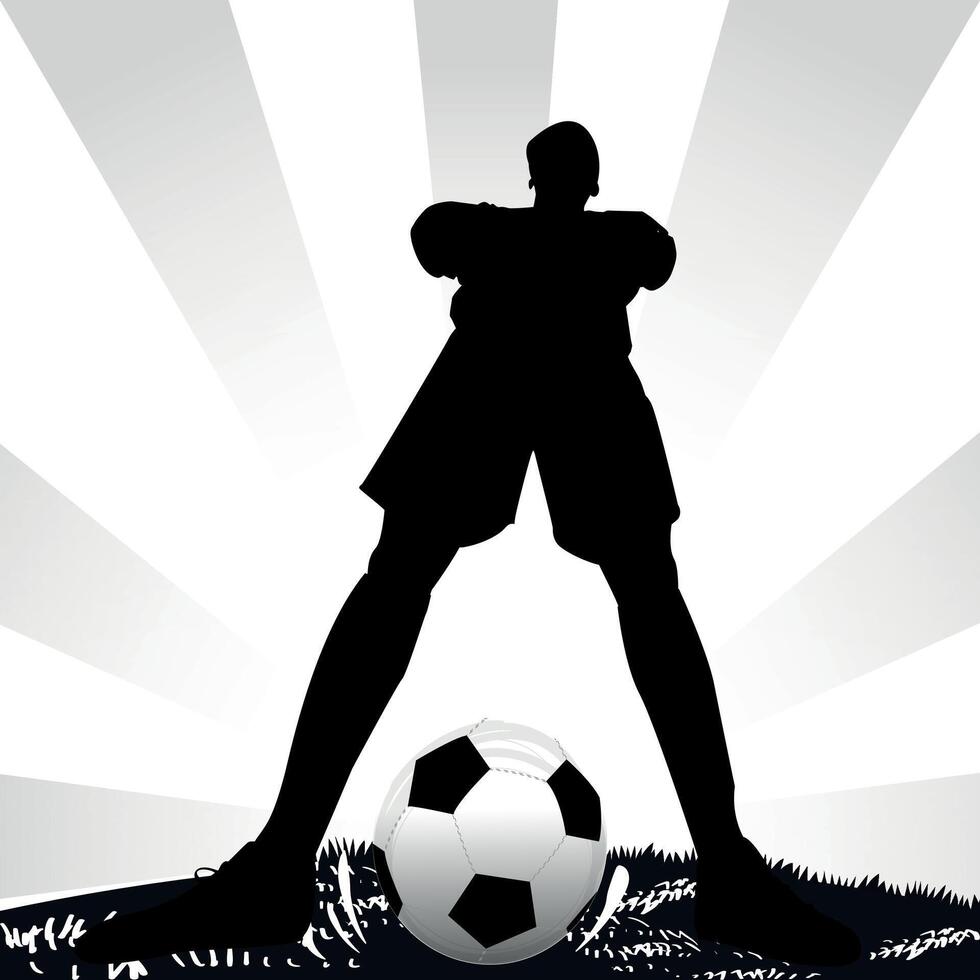 Soccer player in stadium silhouettes vector