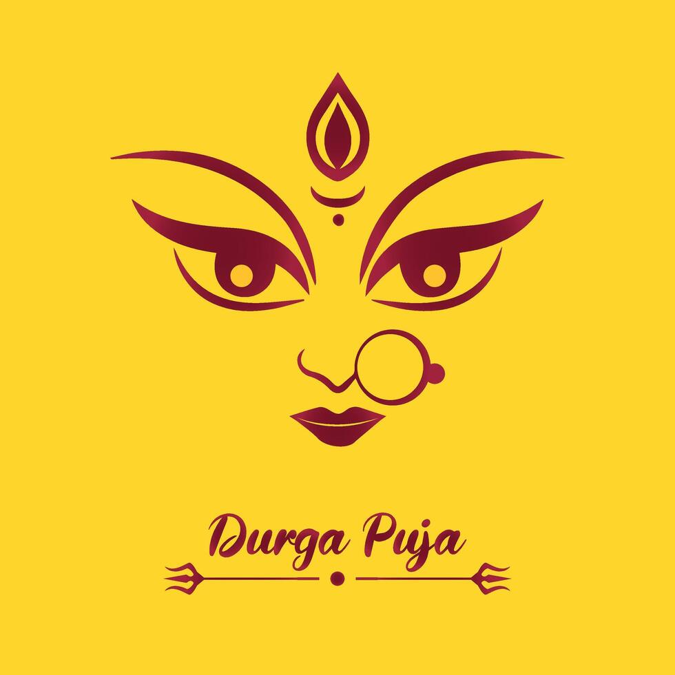 Happy Durga Puja Festival with isolated Goddess Durga eyes Illustration vector