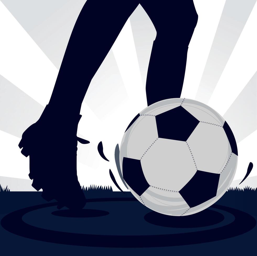 Football soccer player kicking the ball silhouette vector