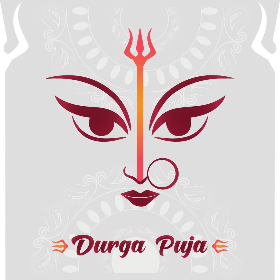 Happy Durga Puja Festival with isolated Goddess Durga eyes Illustration vector
