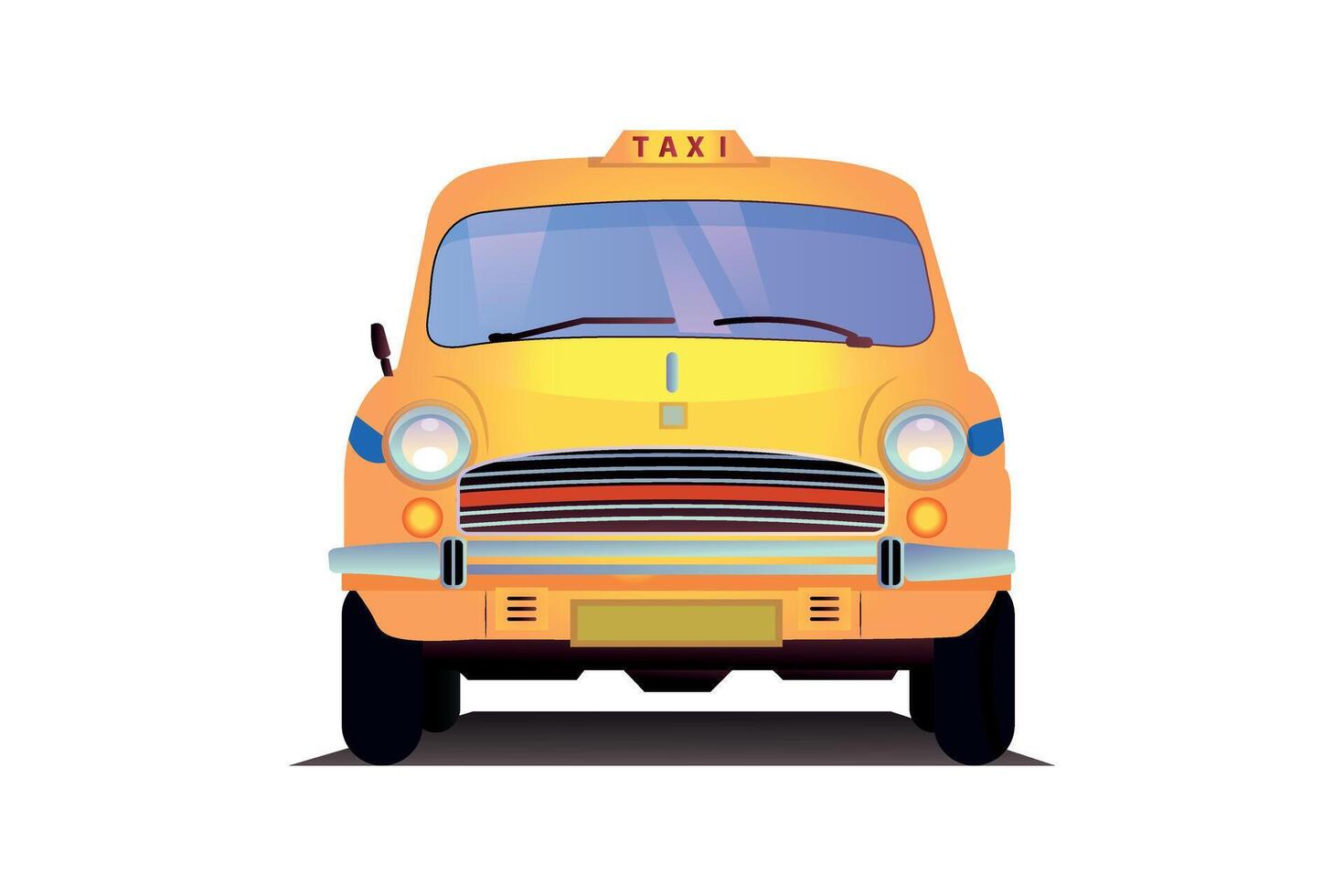 Kolkata yellow taxi. front view of an Indian yellow color taxi vector