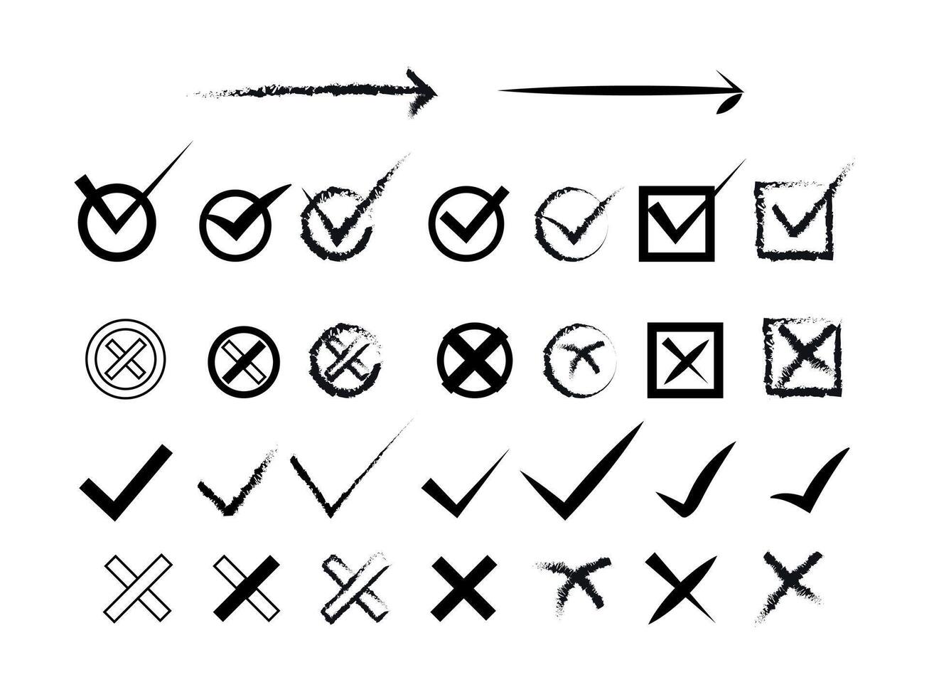 Tick mark collection set isolated on white background. Approval, choice, selection, acceptance, right, Wrong vector