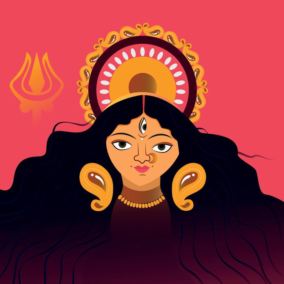 Indian Religious Festival Durga Puja Background with Goddess Durga Illustration vector