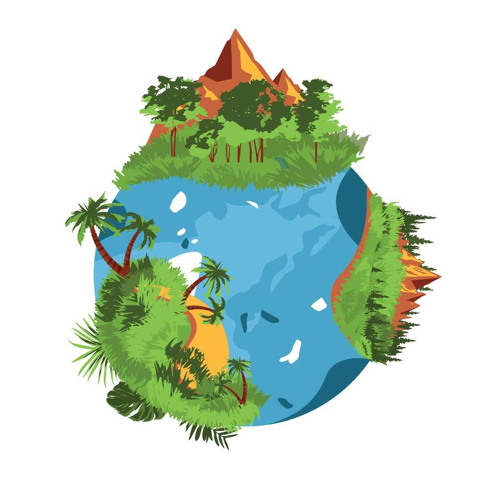 Illustration of planet Earth on a white background. School geographical travel concept. Earth Day. Save the planet. vector