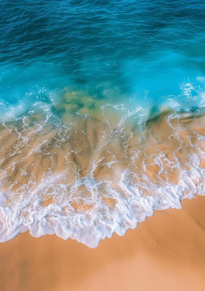 Aerial View of Beach With Incoming Waves photo