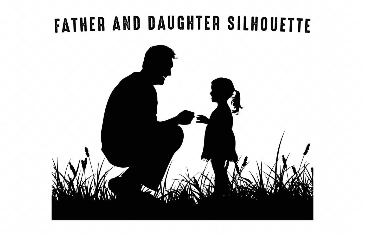 Father and daughter playing on the ground Silhouette Clip art vector