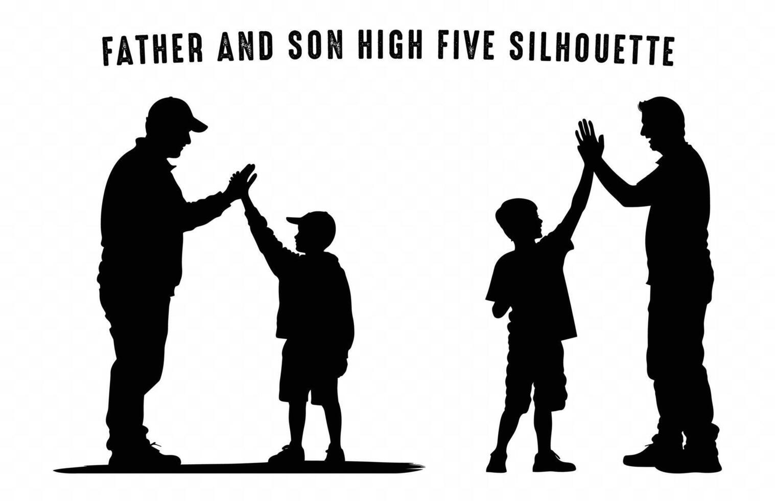 Father and Son Give high five Silhouettes Clip art vector