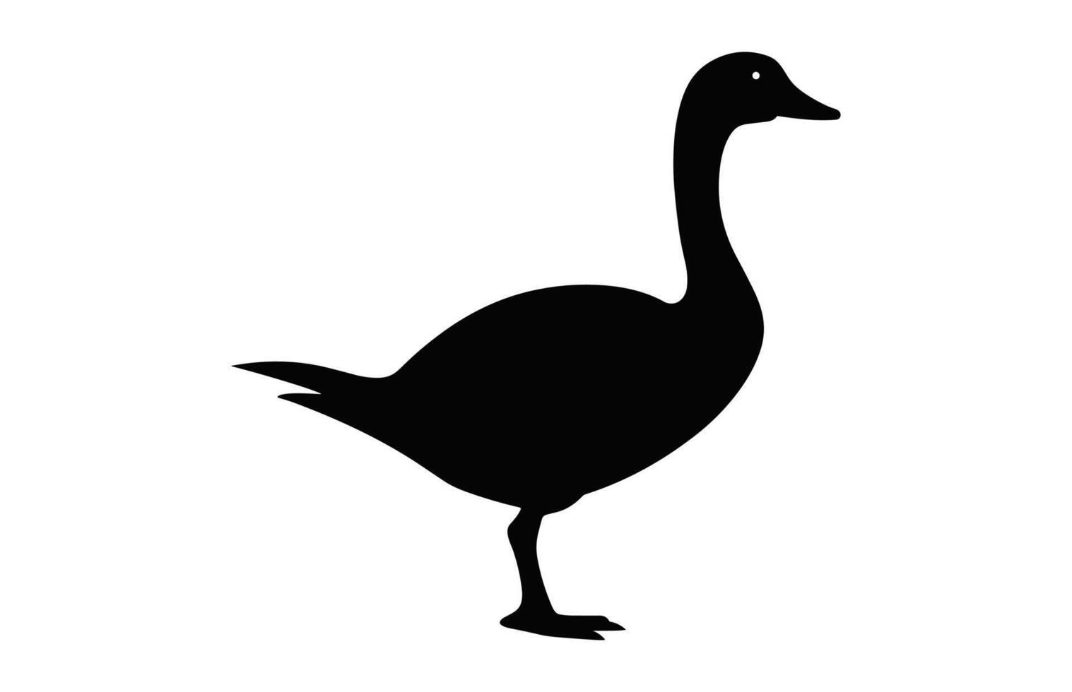 Goose Silhouette Clipart isolated on a white background, Goose Walking black Silhouette vector