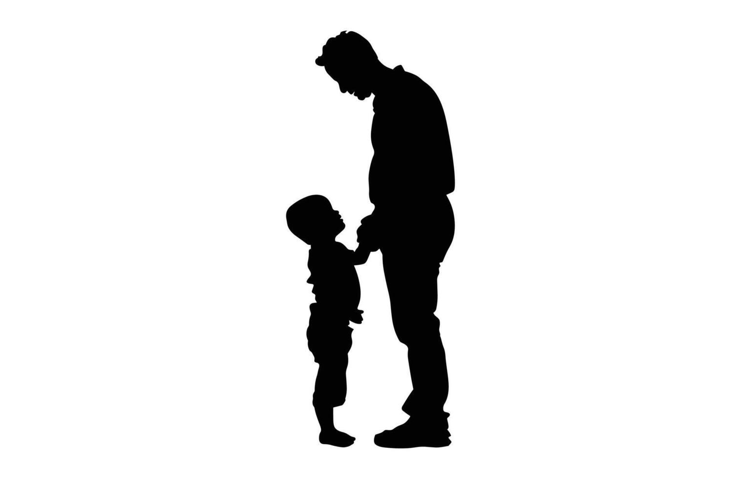 Dad Toddler Son Silhouette black Clip art vector