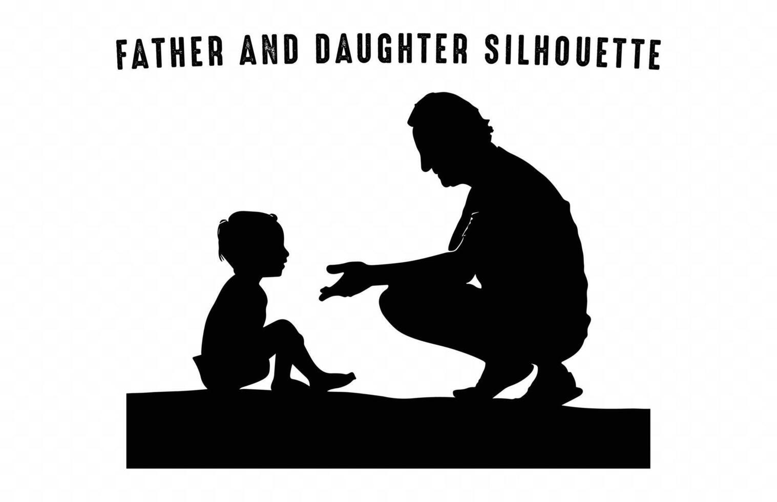 Dad and Son playing on the ground Silhouette Clip art vector