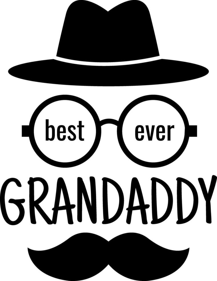 This retro design showcases a hat, glasses, and mustache with Best Ever Granddaddy text makes for a perfect gift. vector