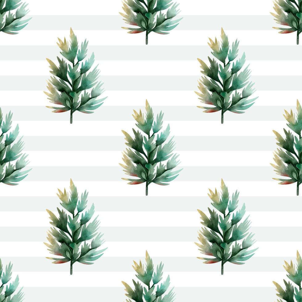 Seamless pattern with watercolor pine trees. Woodland backgrounds. Creative floral texture. vector