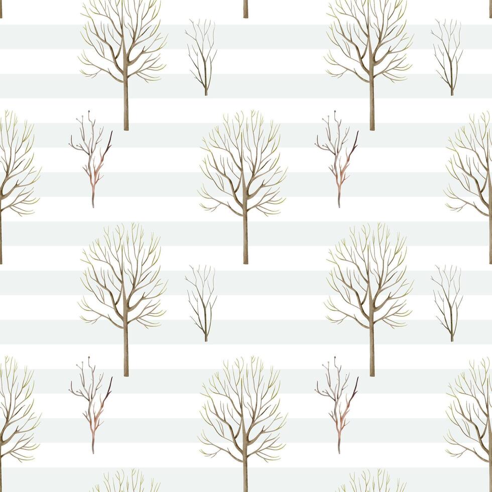 Seamless pattern with monochrome dry trees. Woodland backgrounds. Creative floral texture. vector