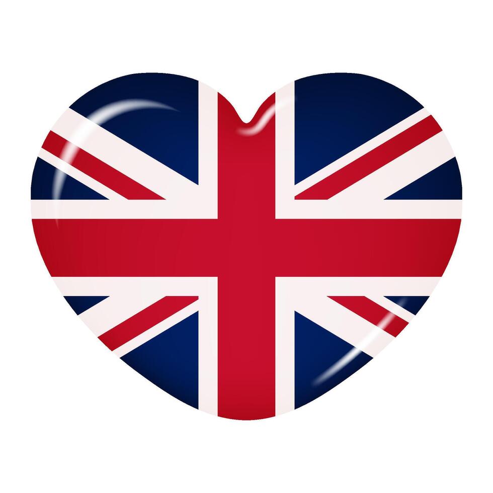 Heart icon in the colors of the Flag of Great Britain, isolated on a clear background vector