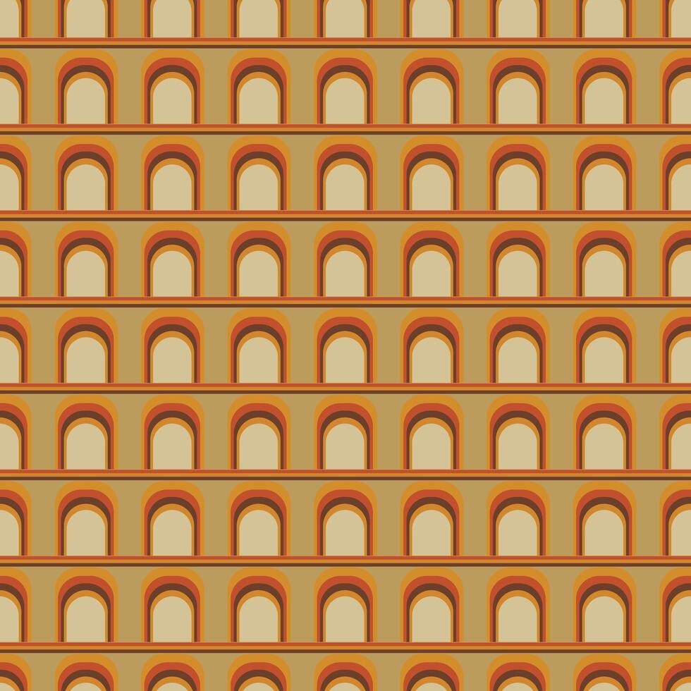 A pattern of arches in a tan and orange color vector