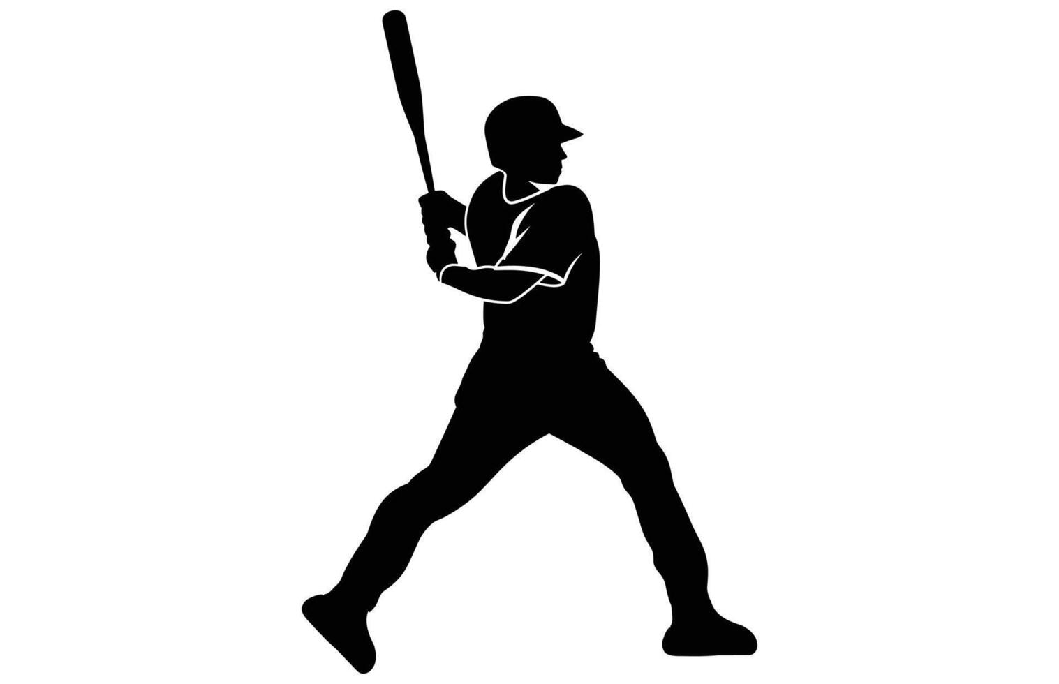 Baseball Player Silhouette. baseball player, isolated illustration. Baseball batter, sports people silhouette. vector