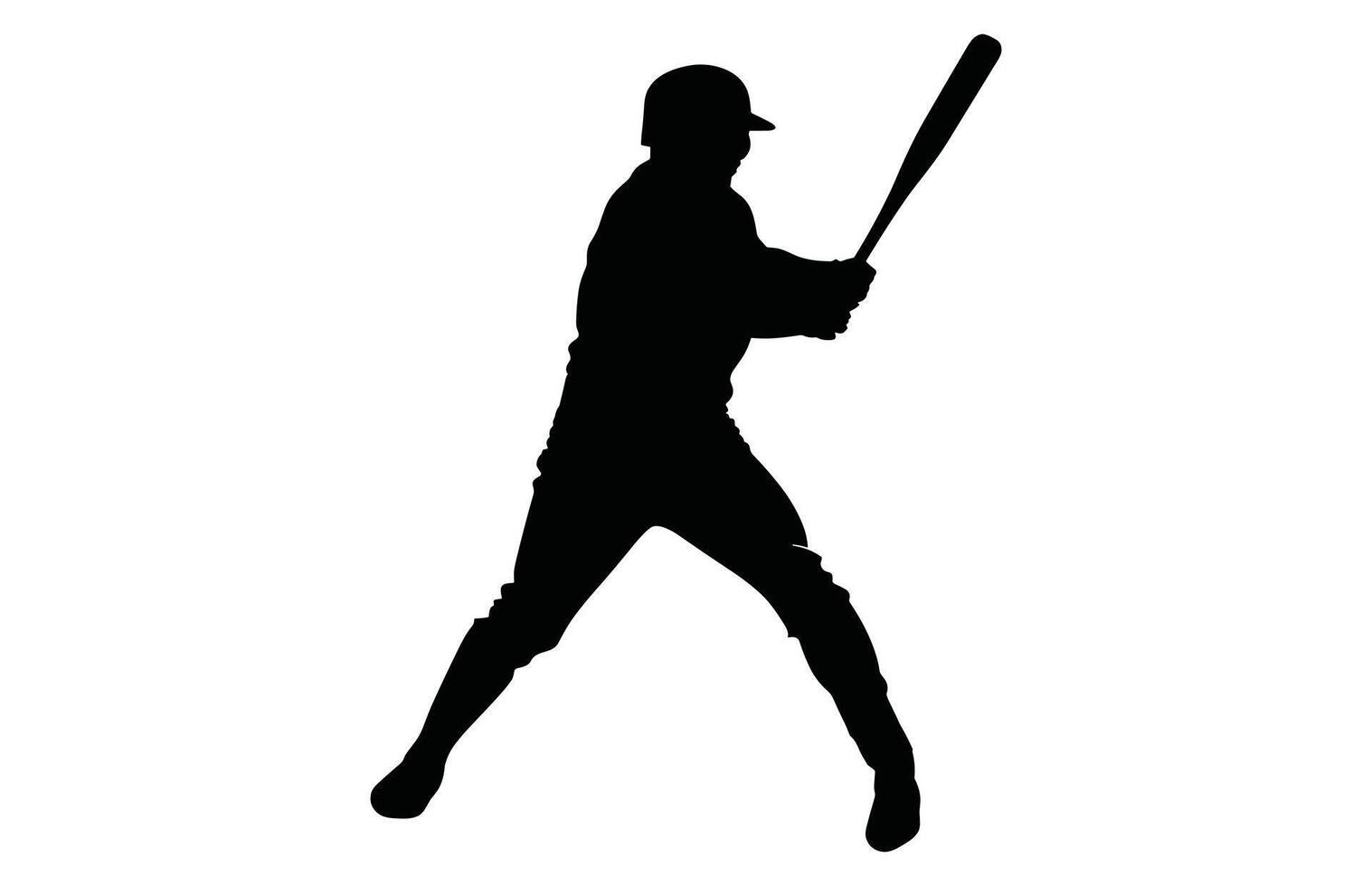 Baseball Player Silhouette. baseball player, isolated illustration. Baseball batter, sports people silhouette. vector