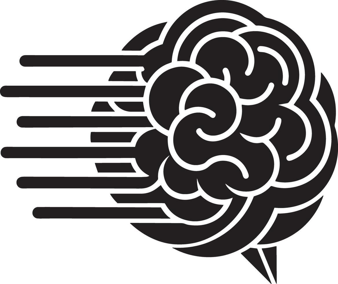 brain logo icon illustration black and white vector